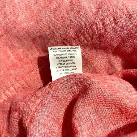 Tasso Elba Island Linen Blend Button Shirt Men's XL Teal Long Roll Tab Sleeve - Picture 6 of 6